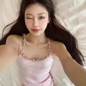 Elegant Pink Floral Trim Camisole